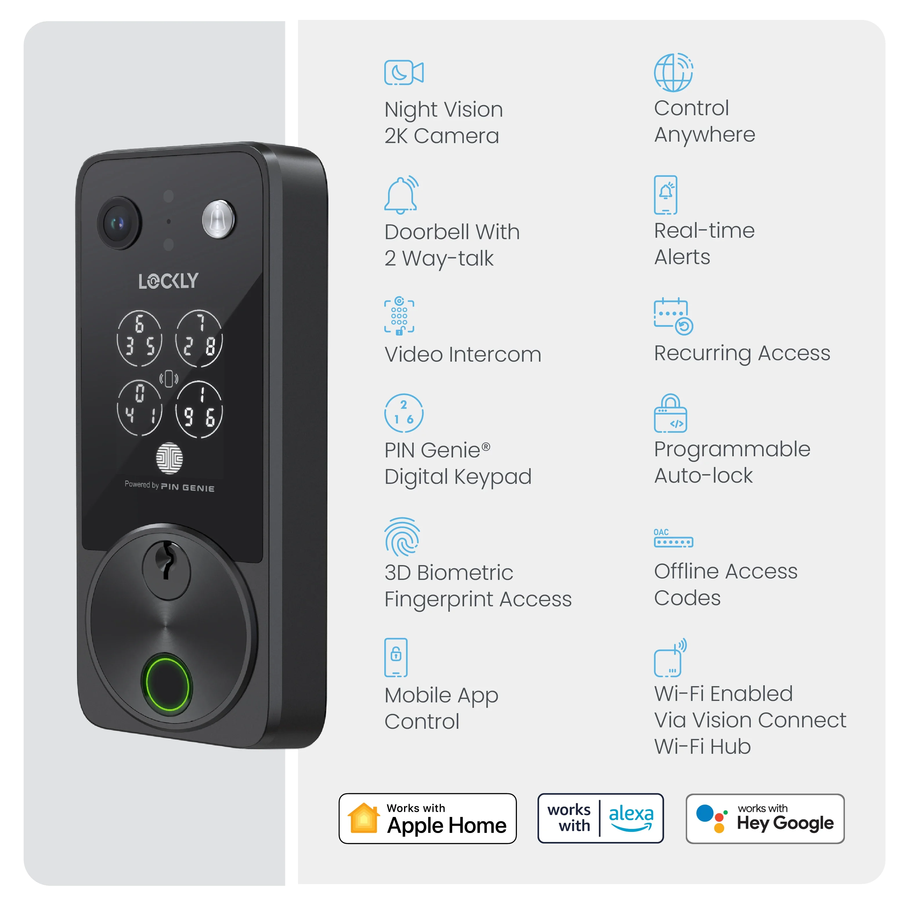 Lockly Vision Zeno Series Video Smart Lock with Intercom Deadbolt - Image 6